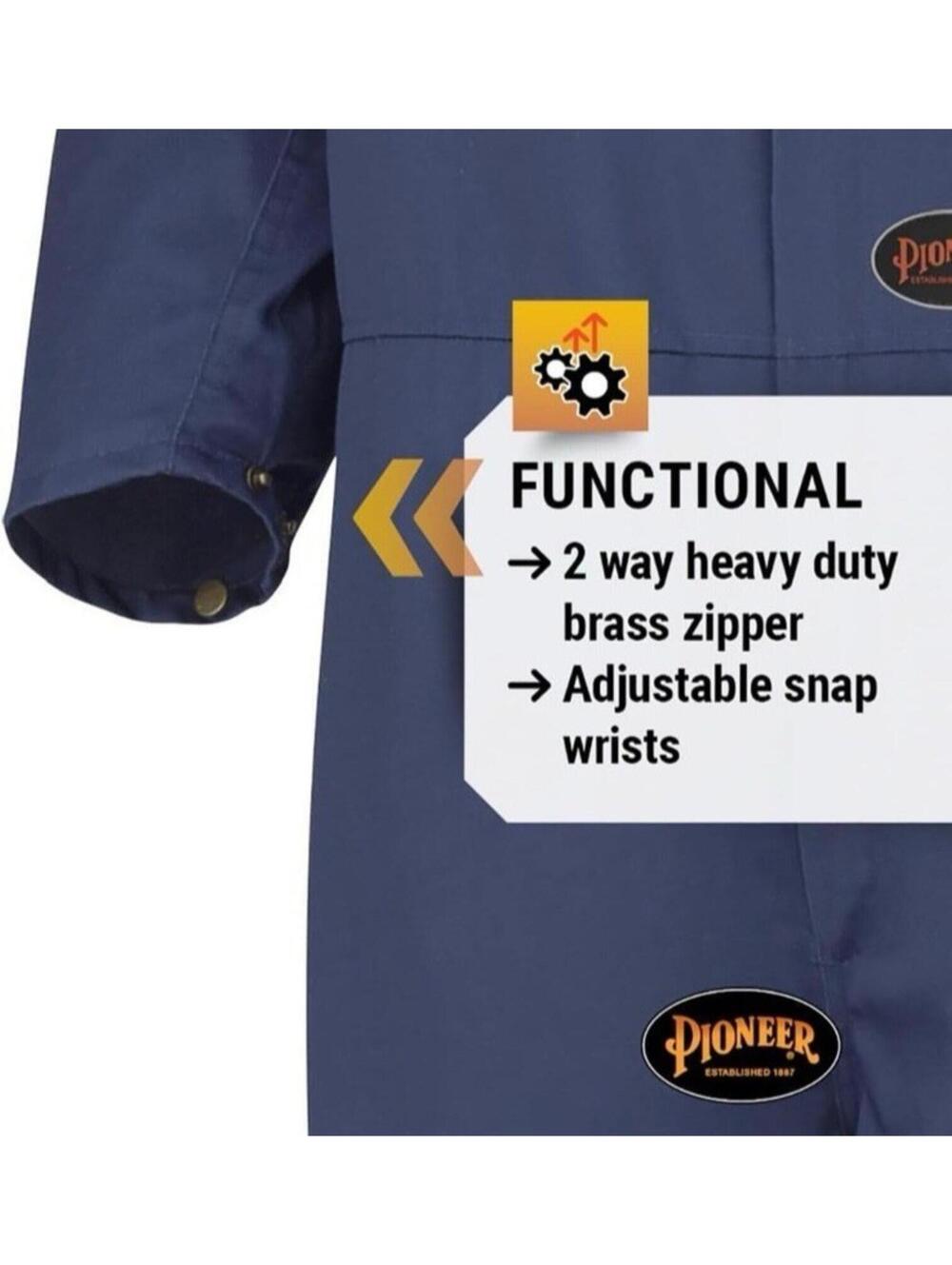 Pioneer Heavy Duty Work Coveralls Men's Size 36 Navy Blue Poly Cotton One Piece - Picture 7 of 7